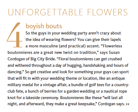 Here's a feature about the idea of hanging centerpieces which Big City Bride